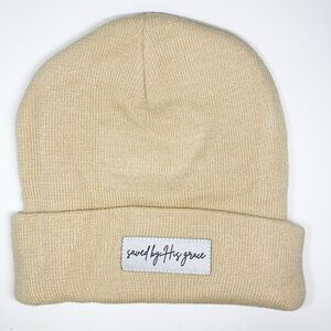 Saved by His Grace Beige Beanie